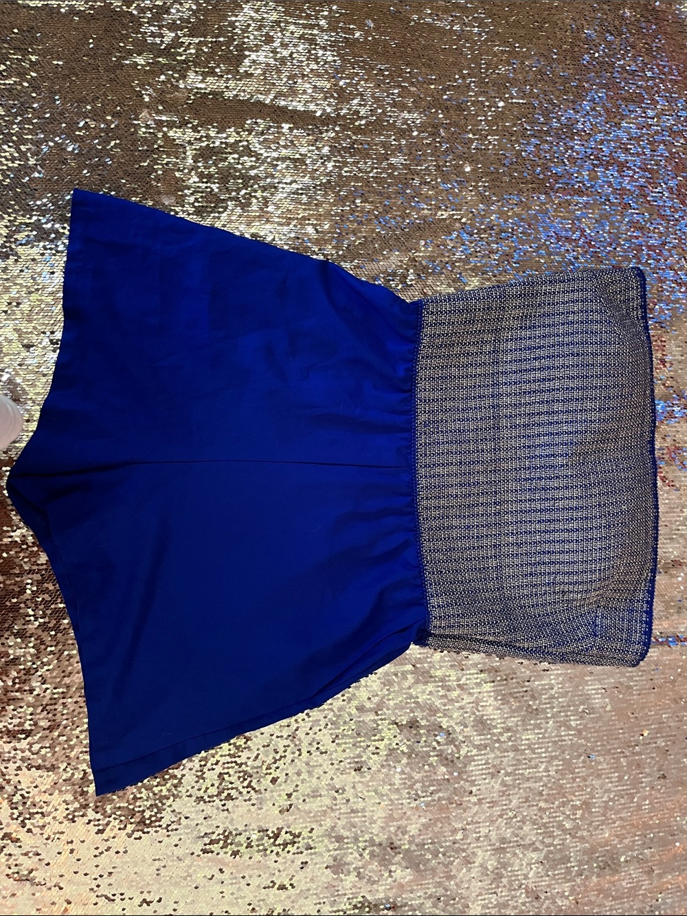 bebe Royal Blue shorts with Metallic Gold Panel